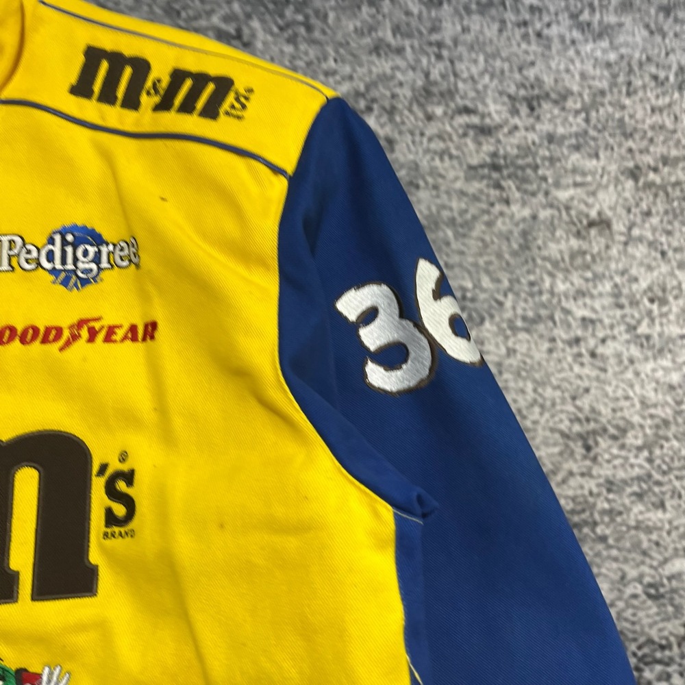 Vintage M&M Racing JH Design NASCAR Jacket Mens XL Yellow Blue 90s Embroidered - Picture 8 of 15
